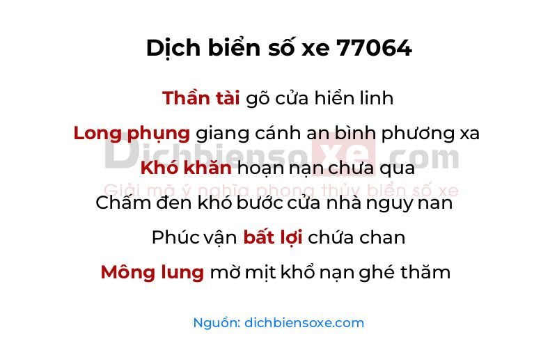 Dịch thơ biển số 77064