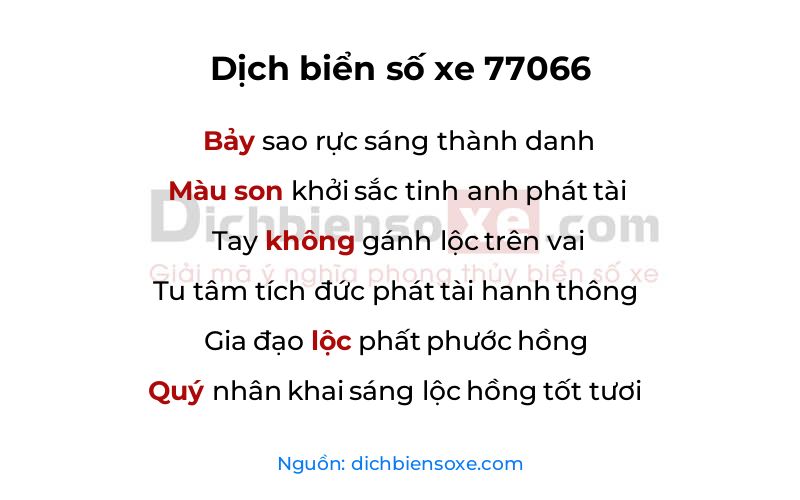 Dịch thơ biển số 77066