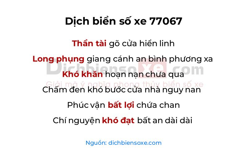 Dịch thơ biển số 77067