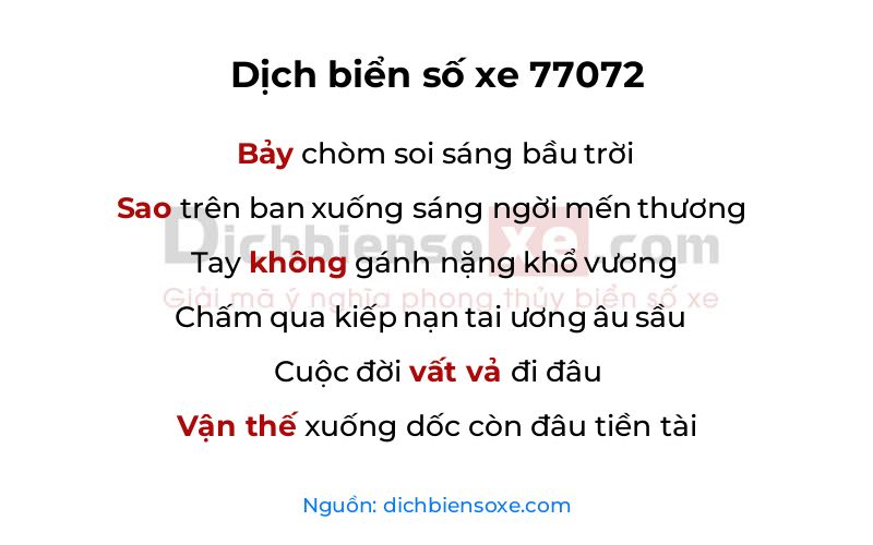 Dịch thơ biển số 77072