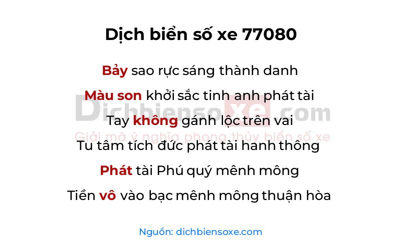 Dịch thơ biển số 77080