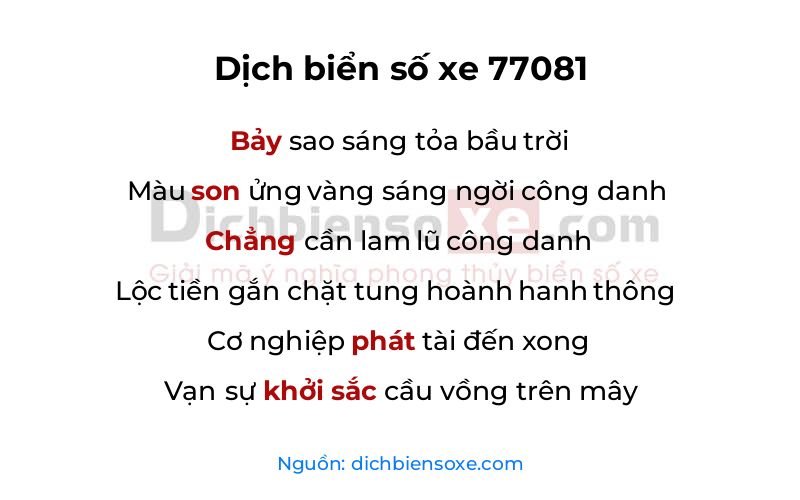 Dịch thơ biển số 77081