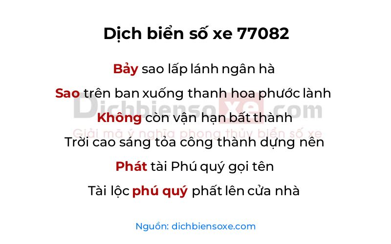 Dịch thơ biển số 77082