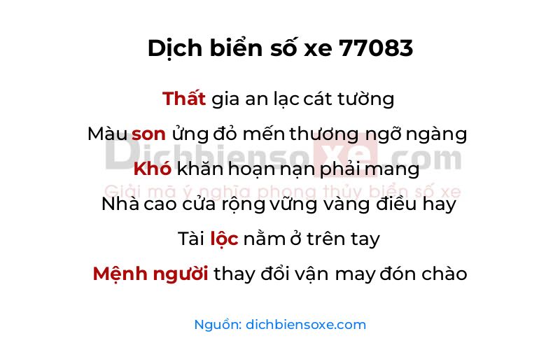 Dịch thơ biển số 77083