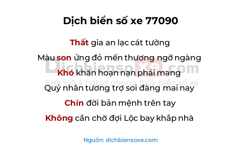 Dịch thơ biển số 77090