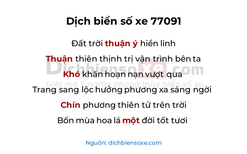 Dịch thơ biển số 77091