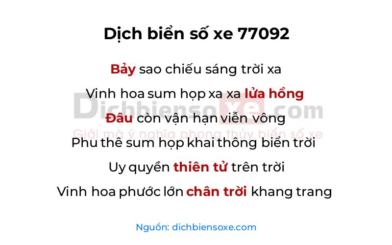 Dịch thơ biển số 77092