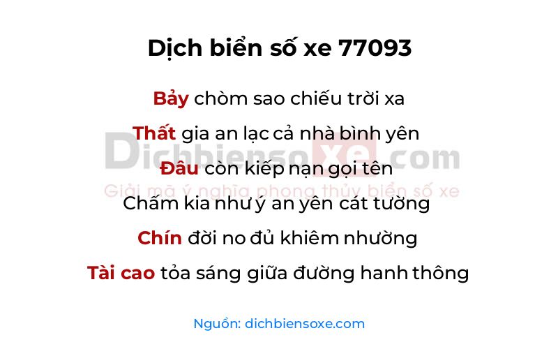 Dịch thơ biển số 77093