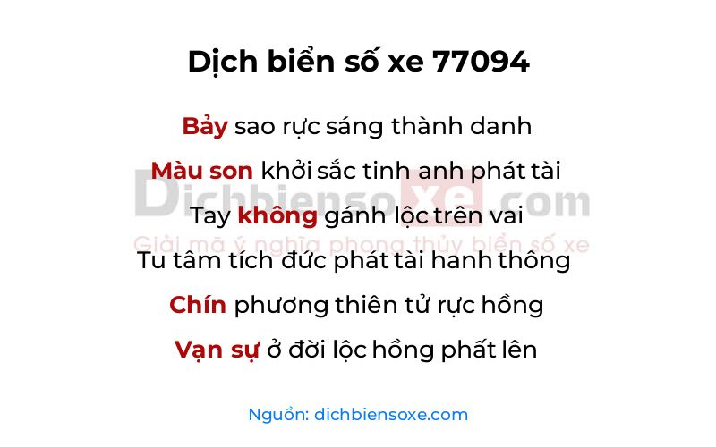 Dịch thơ biển số 77094
