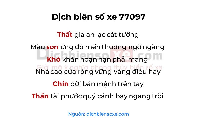 Dịch thơ biển số 77097