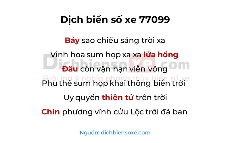 Dịch thơ biển số 77099