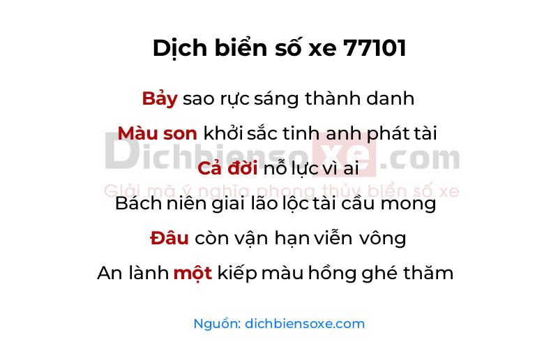 Dịch thơ biển số 77101