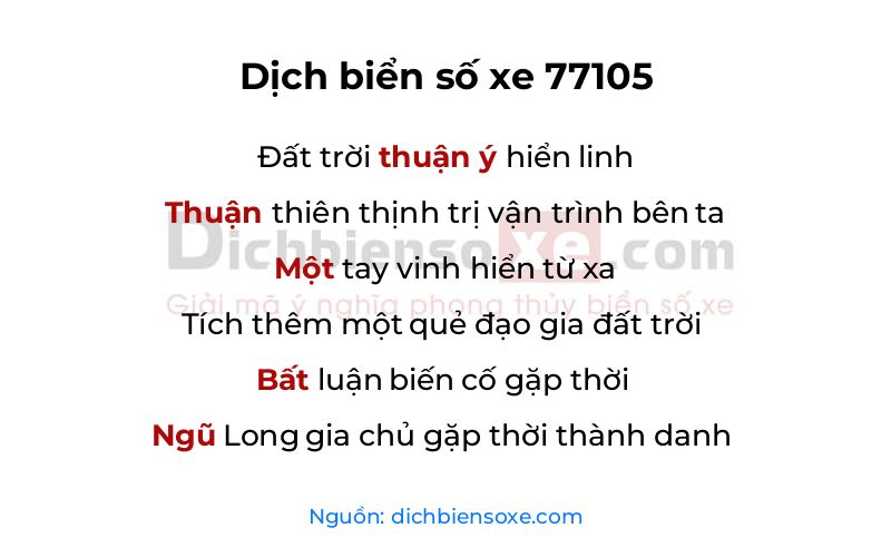 Dịch thơ biển số 77105
