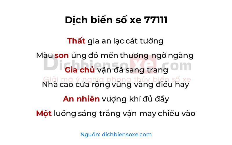 Dịch thơ biển số 77111