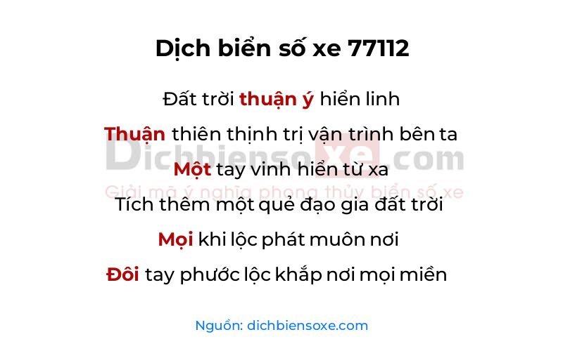Dịch thơ biển số 77112