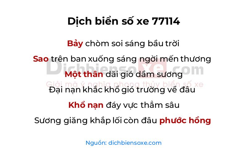 Dịch thơ biển số 77114