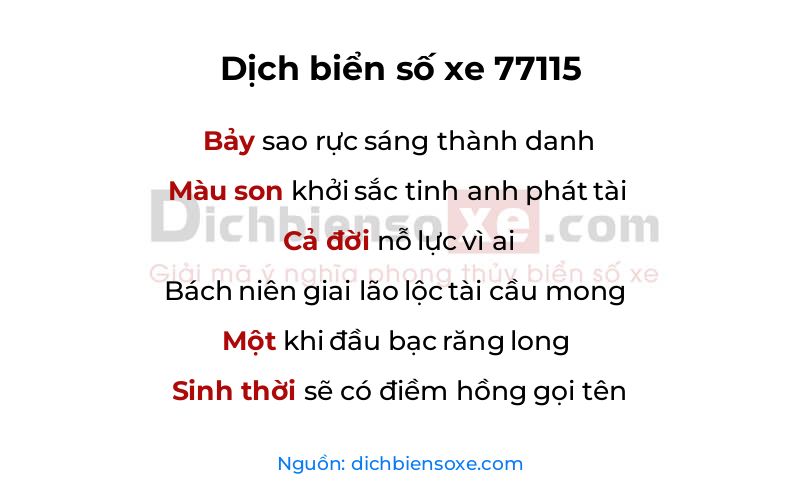 Dịch thơ biển số 77115