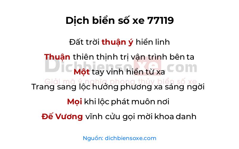 Dịch thơ biển số 77119