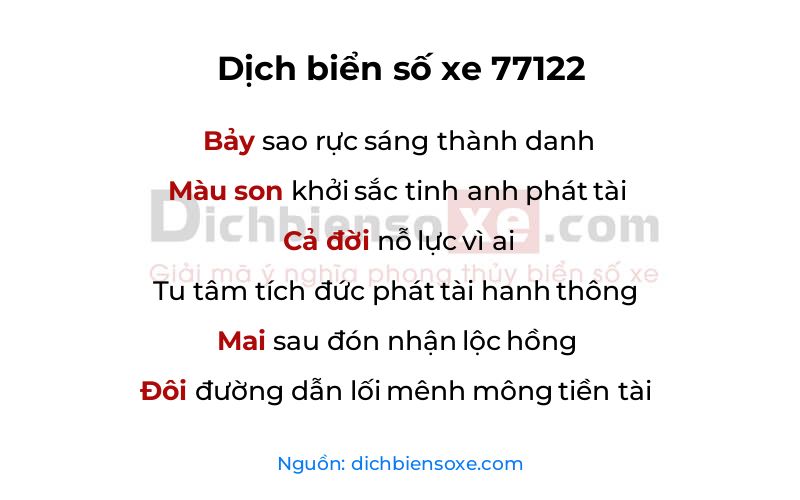 Dịch thơ biển số 77122