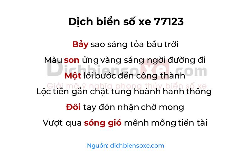 Dịch thơ biển số 77123