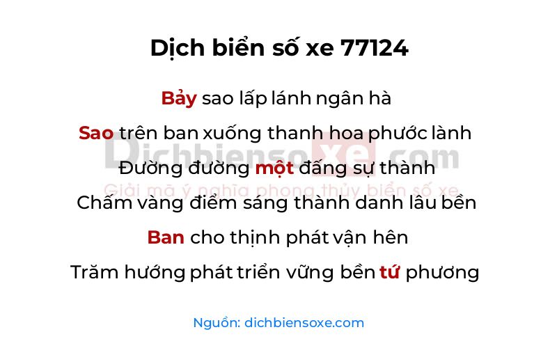Dịch thơ biển số 77124