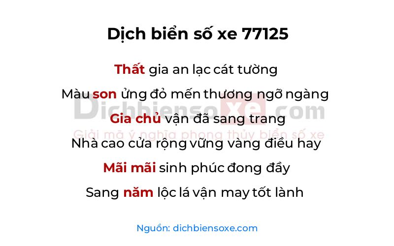 Dịch thơ biển số 77125