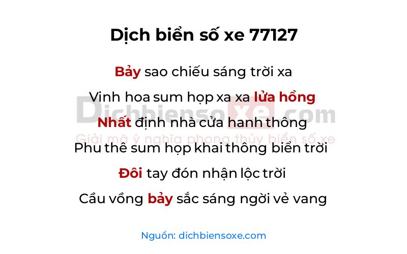 Dịch thơ biển số 77127