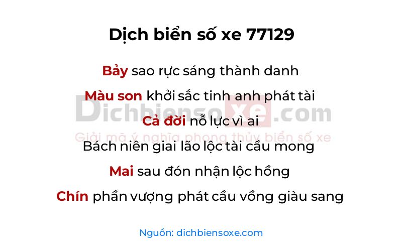 Dịch thơ biển số 77129