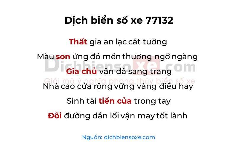 Dịch thơ biển số 77132