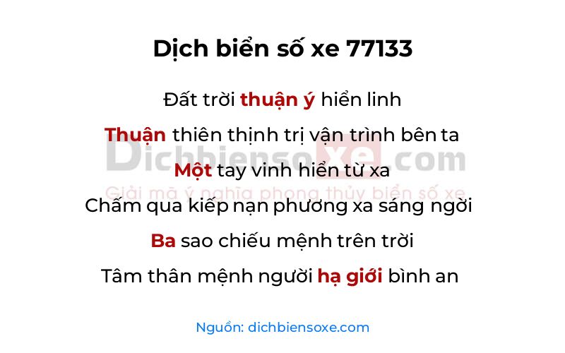 Dịch thơ biển số 77133