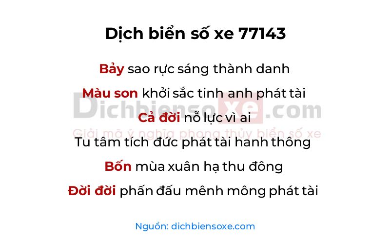 Dịch thơ biển số 77143