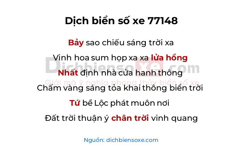 Dịch thơ biển số 77148