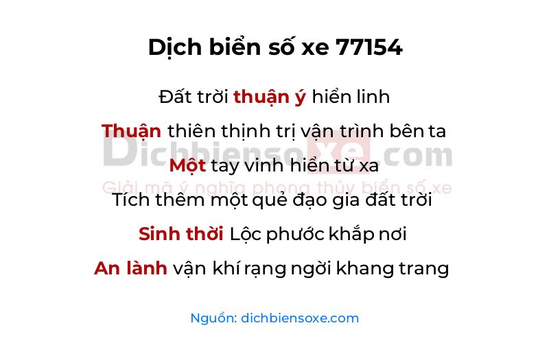 Dịch thơ biển số 77154
