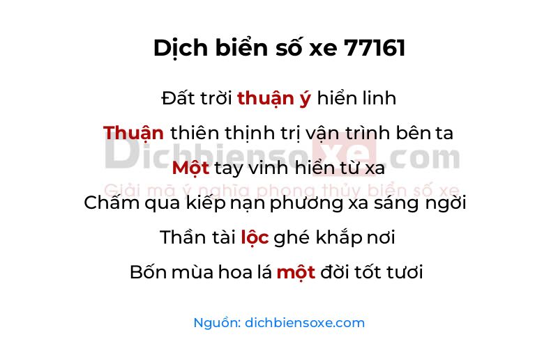 Dịch thơ biển số 77161