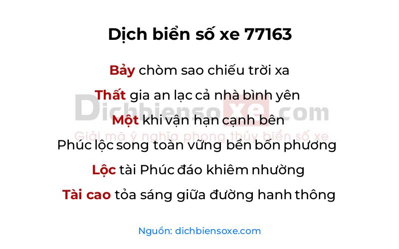 Dịch thơ biển số 77163