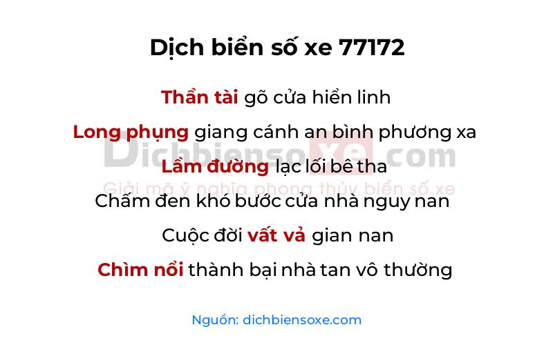Dịch thơ biển số 77172
