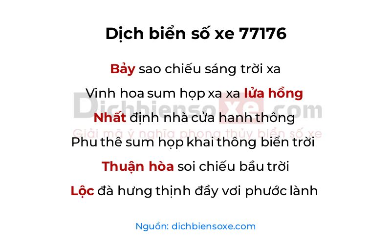 Dịch thơ biển số 77176
