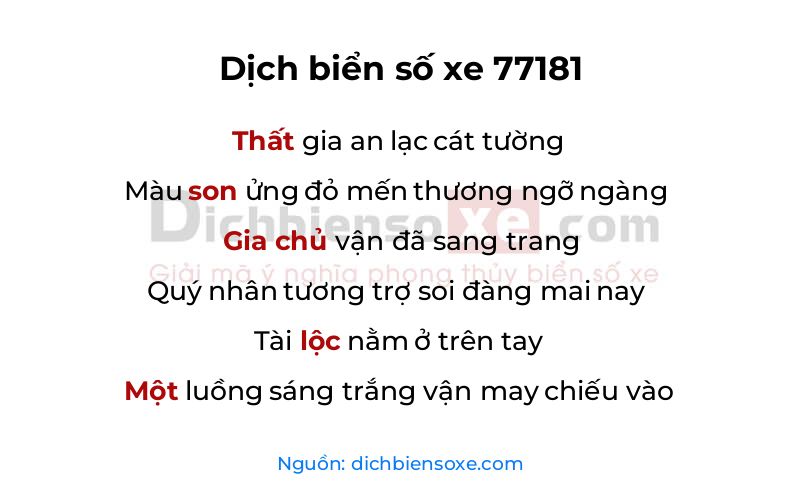 Dịch thơ biển số 77181