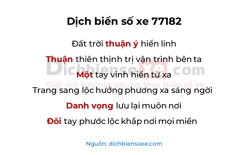 Dịch thơ biển số 77182