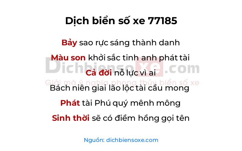 Dịch thơ biển số 77185