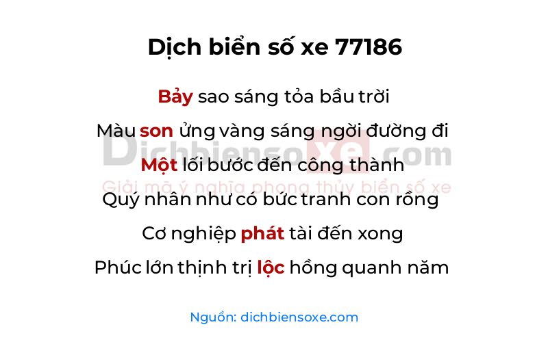 Dịch thơ biển số 77186
