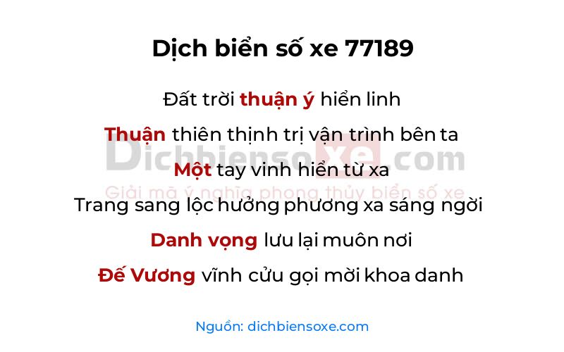 Dịch thơ biển số 77189