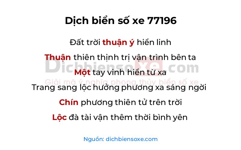 Dịch thơ biển số 77196