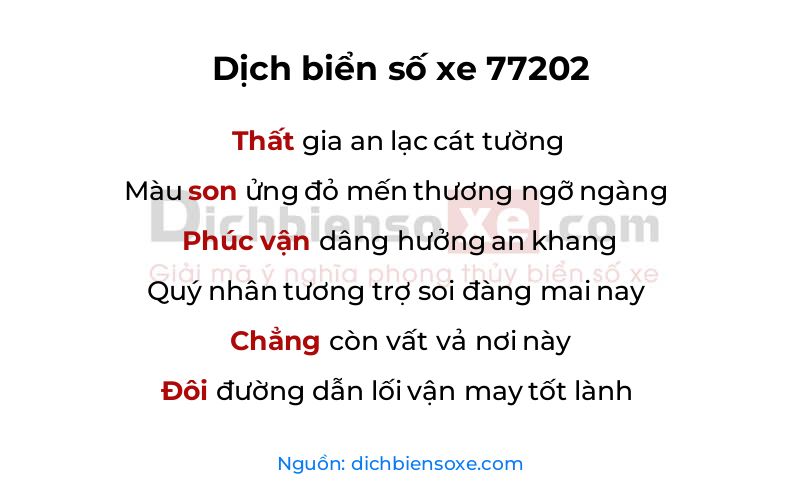 Dịch thơ biển số 77202