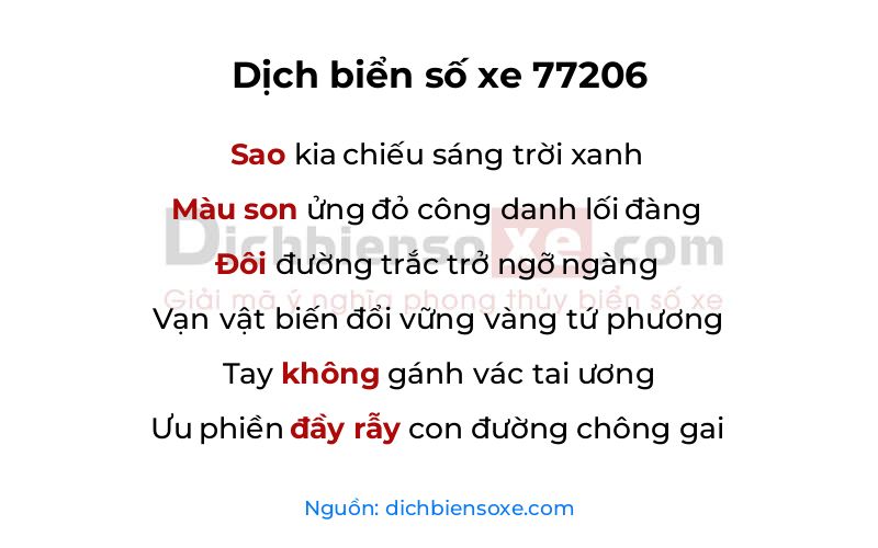 Dịch thơ biển số 77206
