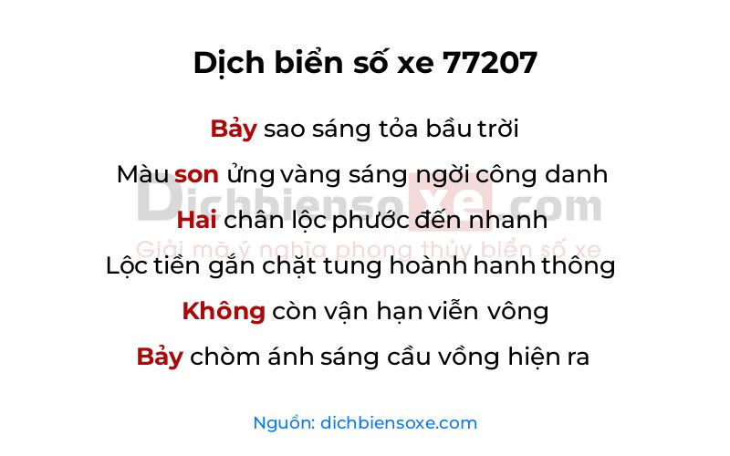 Dịch thơ biển số 77207