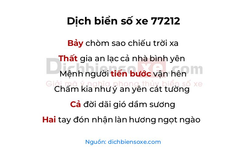 Dịch thơ biển số 77212