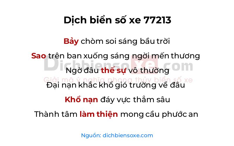 Dịch thơ biển số 77213