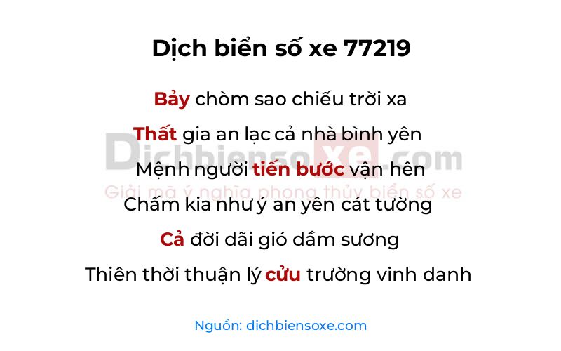Dịch thơ biển số 77219