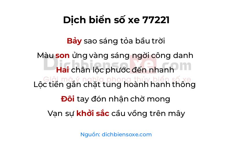 Dịch thơ biển số 77221